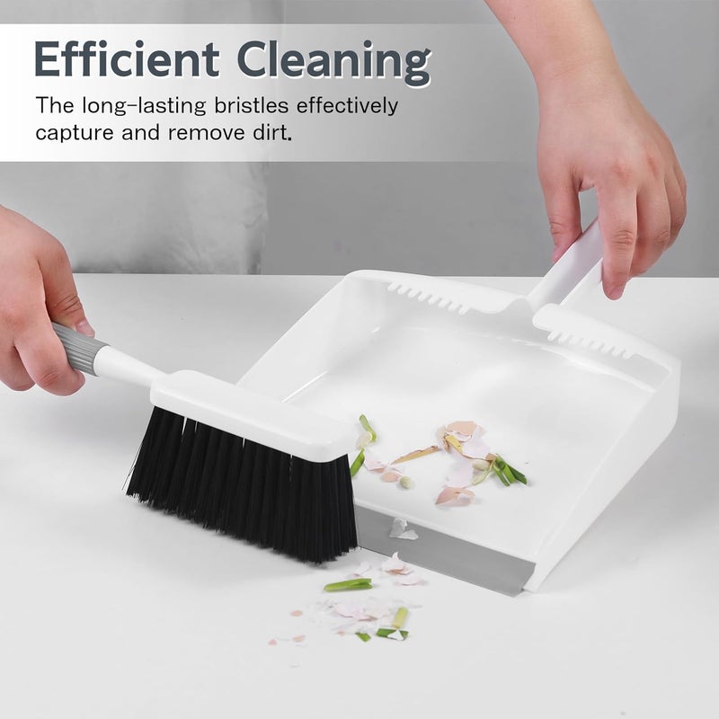 SetSail Mini Broom and Dustpan Set, Portable Cleaning Brush and Dustpan Combo Nesting Snap-On Handheld Dust Pan and Brush Set, Small Brush Dustpan for Kitchen, Desktop, Pet, Floor, Sofa, Grey White - Image 4